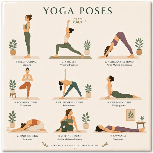 Tegeltje Yoga poses 10 x 10 cm