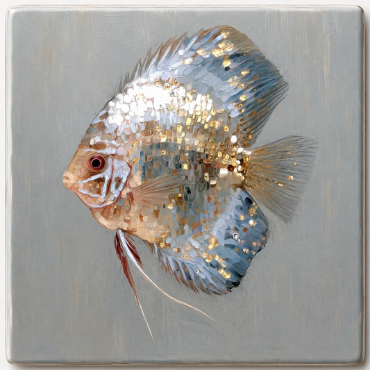 Keramisch tegeltje maanvis – 10x10 cm – Handgemaakt design