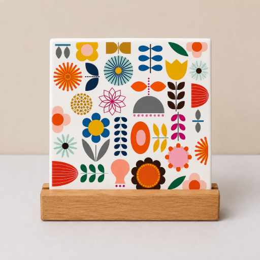 Tegeltje Scandinavisch Folk art 10 x 10 cm
