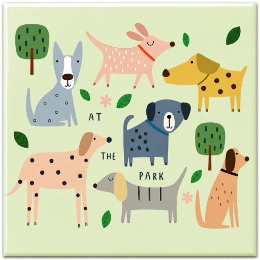 Tegeltje Honden 10x10 cm – Keramische Decoratie
