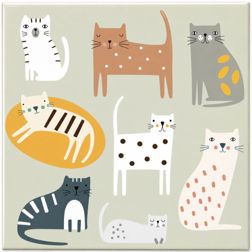 Tegeltje Katten 10x10 cm – Keramische Decoratie