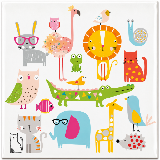 Tegeltje Lieve dieren 10x10 cm – Keramische Decoratie