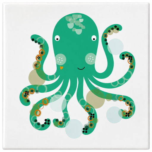 Tegeltje Octopus– Keramisch Tegeltje 10 x 10 cm