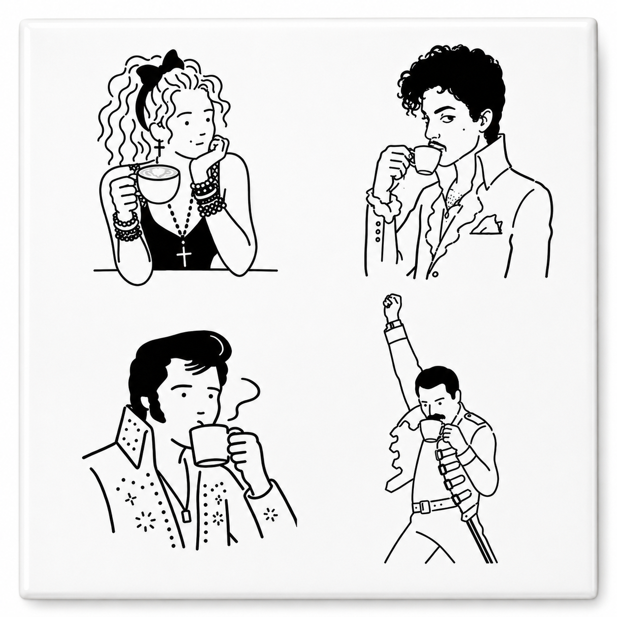 Tegeltje Popsterren Geïnspireerd met koffie 10 x 10 cm