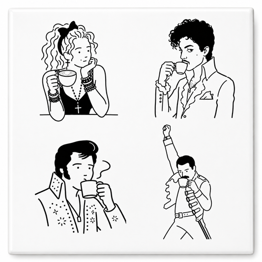 Tegeltje Popsterren Geïnspireerd met koffie 10 x 10 cm