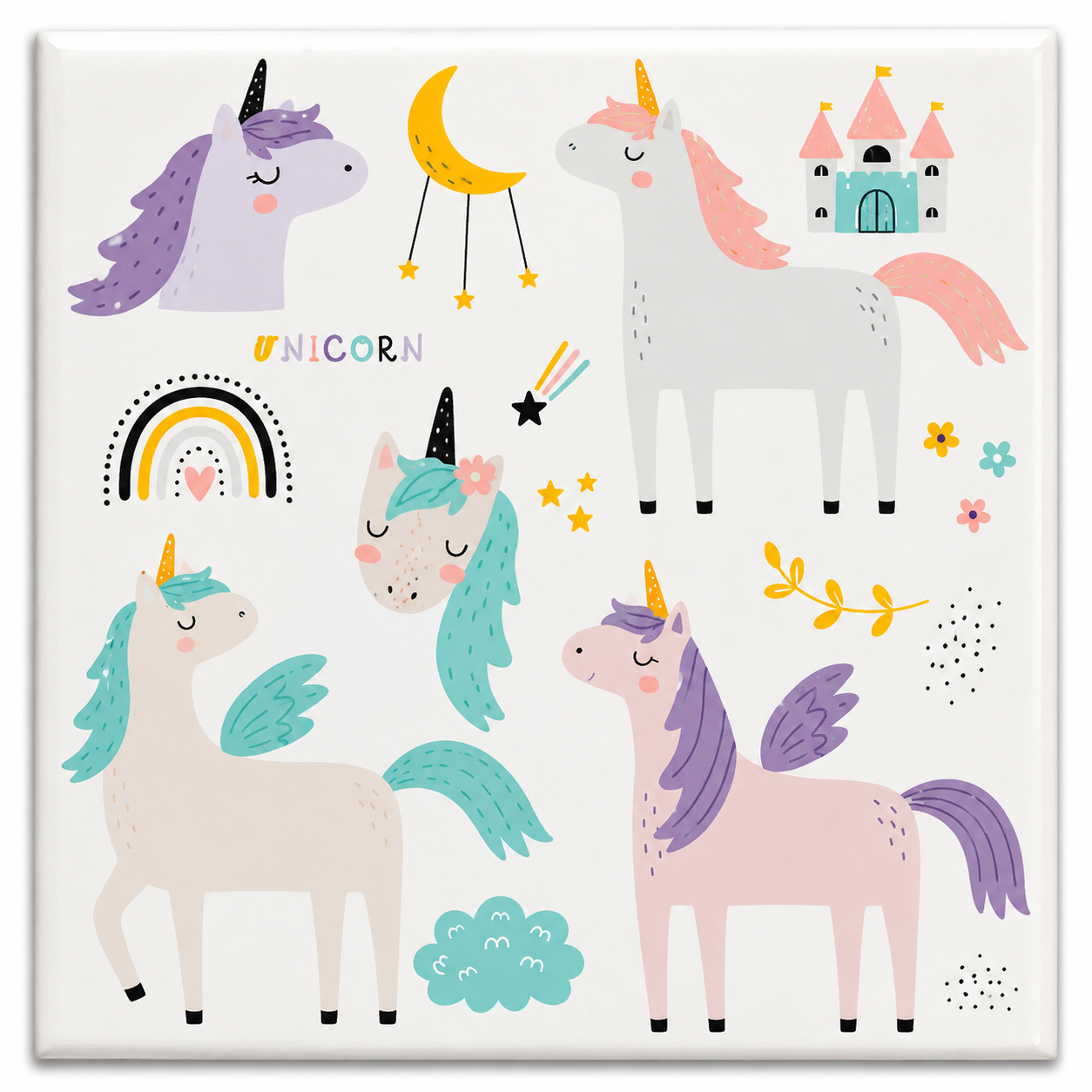 Tegeltje Unicorns 10x10 cm – Keramische Decoratie