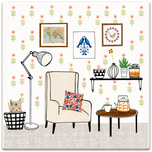 Tegeltje Woonkamer– Keramisch Tegeltje 10 x 10 cm