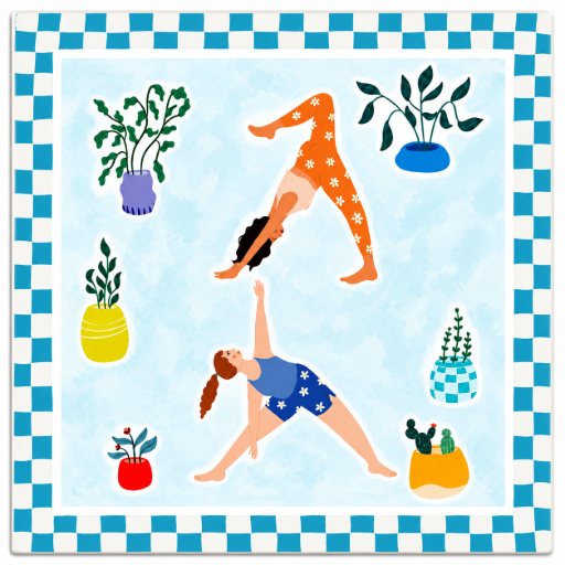Tegeltje Yoga blauw 10 x 10 cm