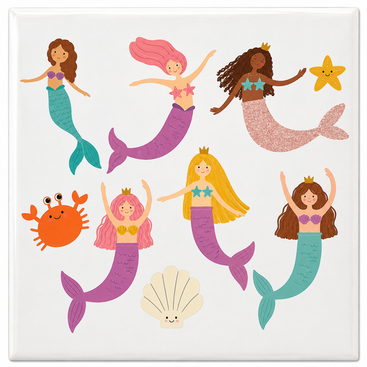 Tegeltje Zeemeerminnen 10x10 cm – Keramische Decoratie