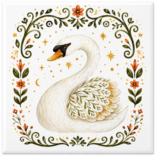 Tegeltje Zwaan 10x10 cm – Keramische Decoratie
