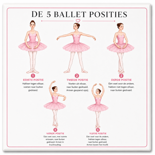 Tegeltje Balletposities 15 x 15 cm