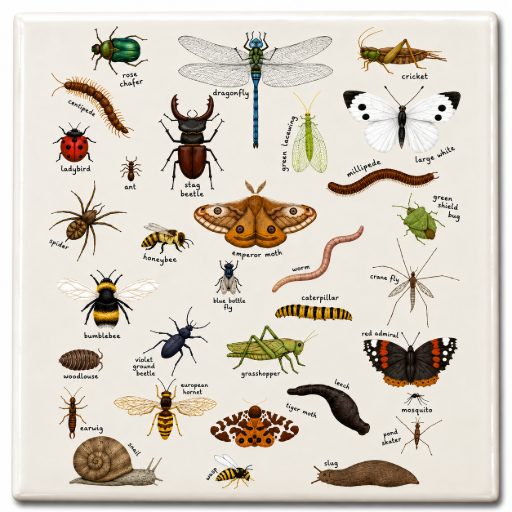 Tegeltje Insecten 10x10 cm Handgemaakt cadeau