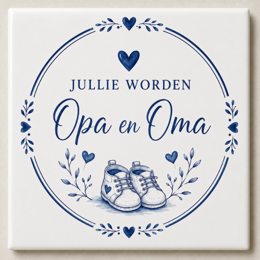 Tegeltje opa en oma 10x10 cm Handgemaakt cadeau