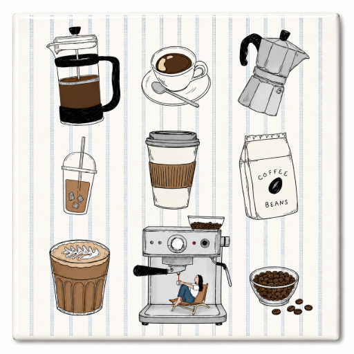 Tegeltje koffie streep 10x 10cm Handgemaakt cadeau