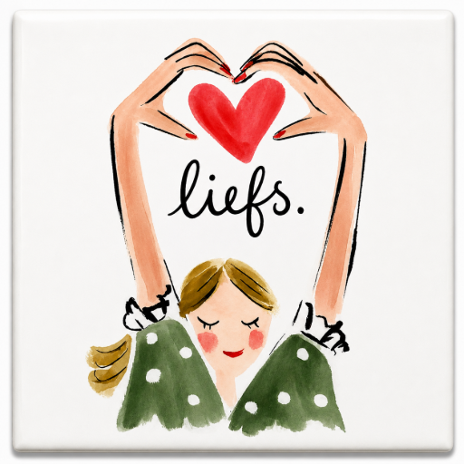 Tegeltje Liefs 10x10 cm Handgemaakt cadeau