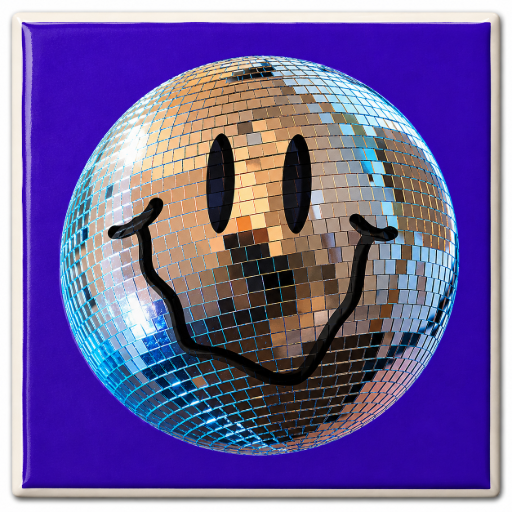 Tegel smiley discobal 10x10 cm Handgemaakt cadeau