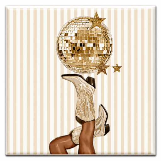 Tegeltje Westerrn chic en disco vibes 10x10 cm Handgemaakt cadeau