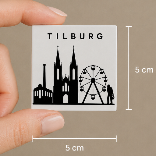 Tegeltje Tilburg klein 5x5 cm handgemaakt cadeau