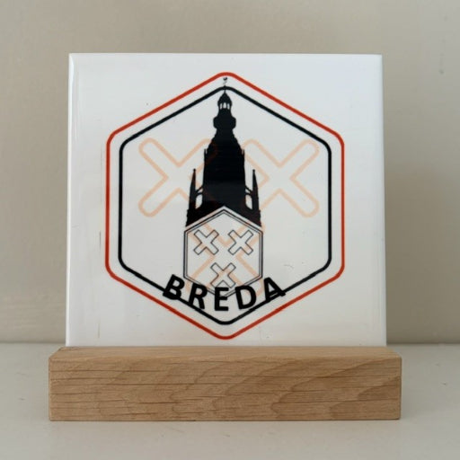 Tegeltje Breda 10 x 10 cm Grote kerk drie kruizen