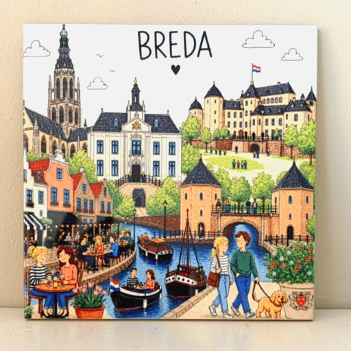 Tegeltje Breda 15 x15 cm Handgemaakte illustratie van Breda highlights