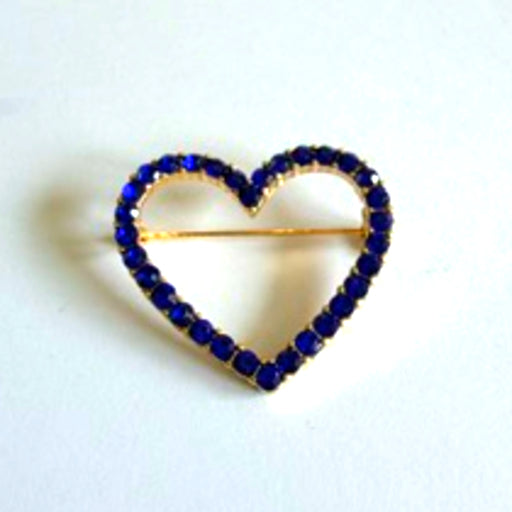 Broche hart open blauw