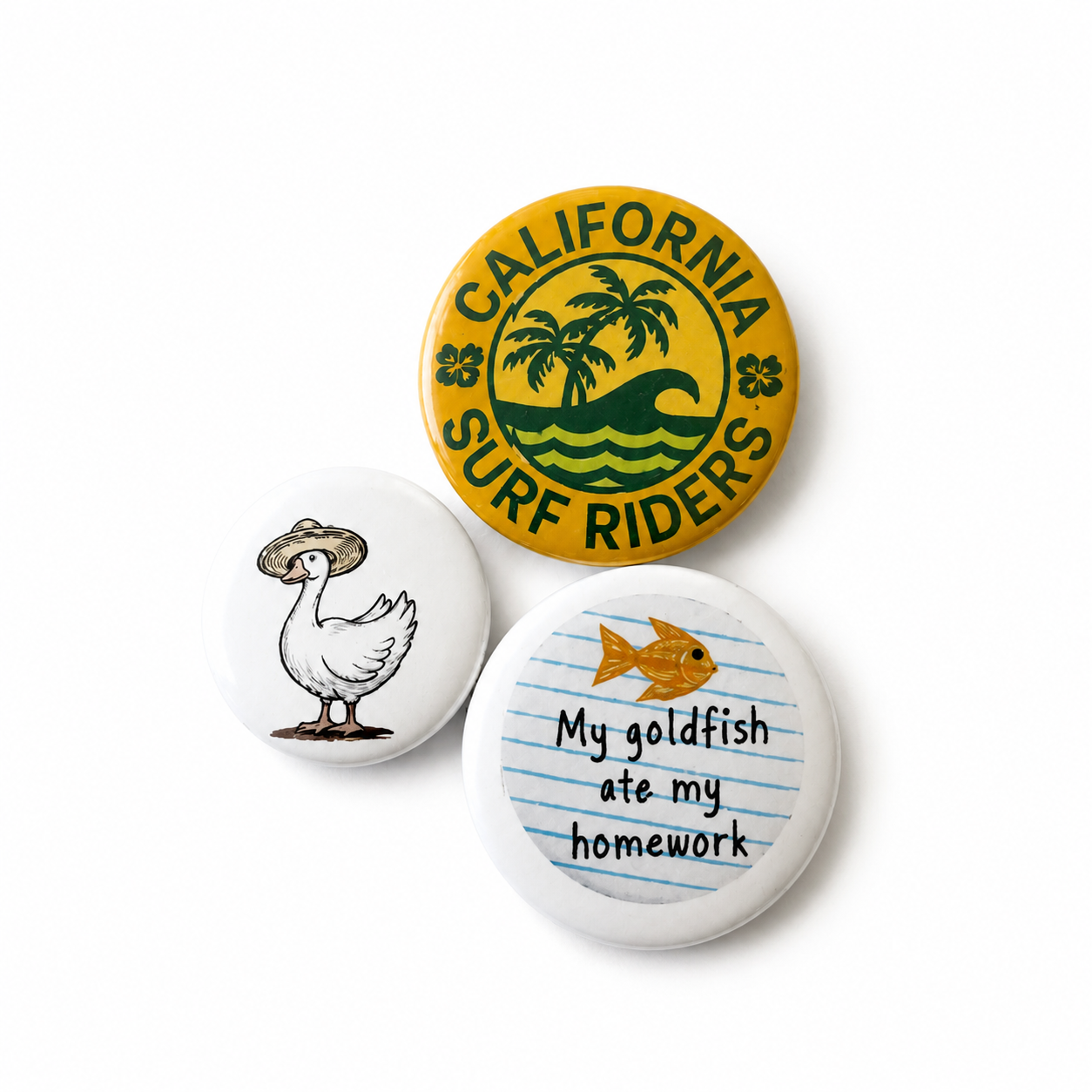 buttons retro surfer eend homework