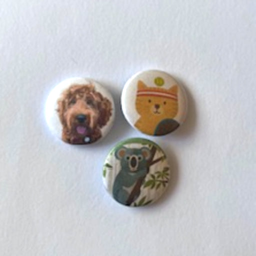 buttons retro hond kat koala
