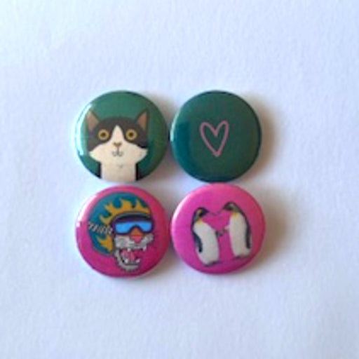 buttons kat tijger pinguins hartje