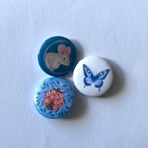 buttons muis vlinder lieveheersbeestje
