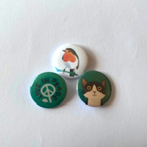 buttons peace roodborstje kat
