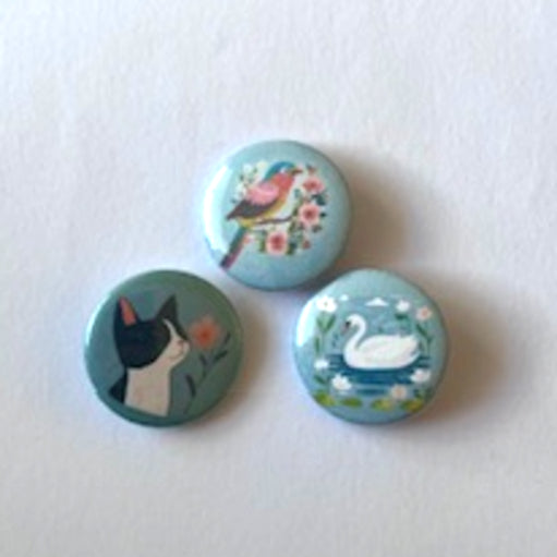 buttons poes eend vogel