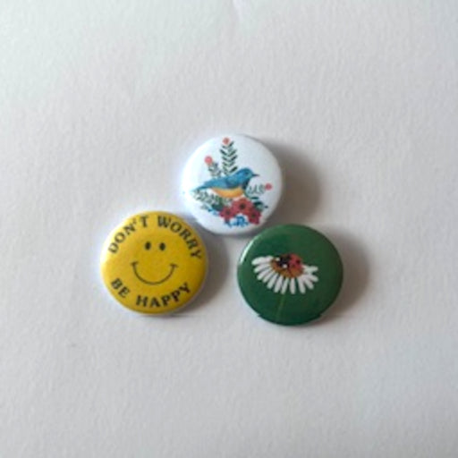 buttons madeliefje vogel smiley