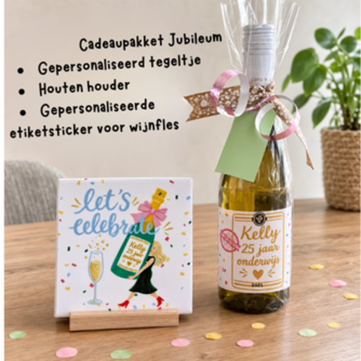 Gepersonaliseerd tegeltje Jubileum 10 x 10 cm