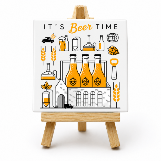 Tegeltje Bierbrouw proces 10 x10 cm Handgemaakt cadeau