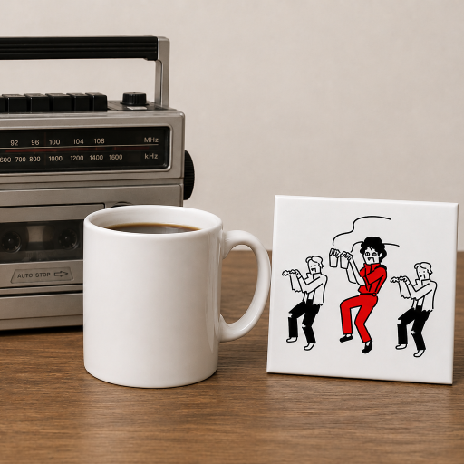Tegeltje Thriller Michael Jackson Geïnspireerd met koffie 10 x 10 cm