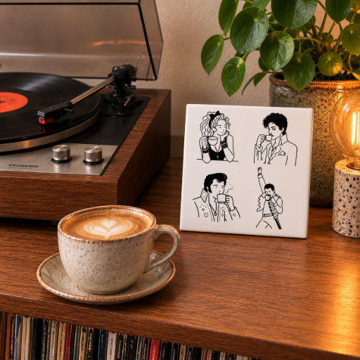 Tegeltje Popsterren Geïnspireerd met koffie 10 x 10 cm