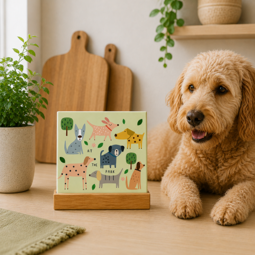 Tegeltje Honden 10x10 cm – Keramische Decoratie