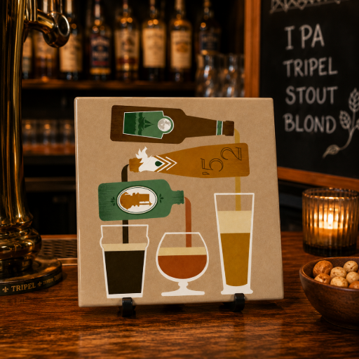 Tegeltje Biertjes 10 x10 cm Handgemaakt cadeau