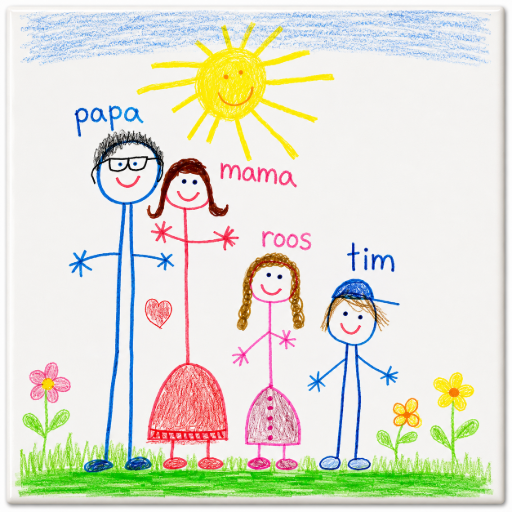 Gepersonaliseerd tegeltje kindertekening 10x10 cm Handgemaakt cadeau