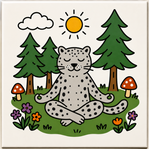 Tegeltje mediterende panter 10x10 cm handgemaakt cadeau