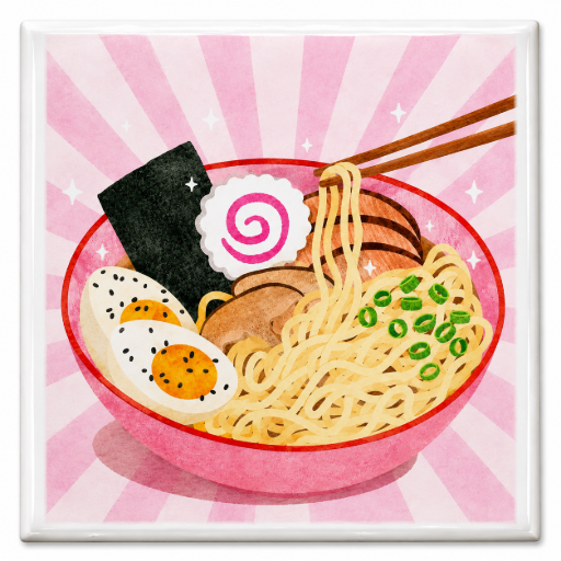 Tegeltje noodles bowl 10x10 cm Handgemaakt cadeau